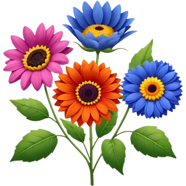 So, im back and i need these flowers into individuals emoji: Rose – pink
Sunflower – yellow
Lavender – purple
Tulip – red
Gerbera – orange
Forget-me-not – light blue
Chrysanthemum – green
Cornflower – dark blue emoji