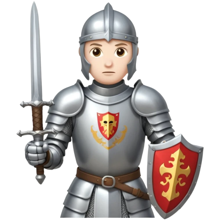 a knight in a fighting stance, wearing bright silver armor and holding a sword emoji