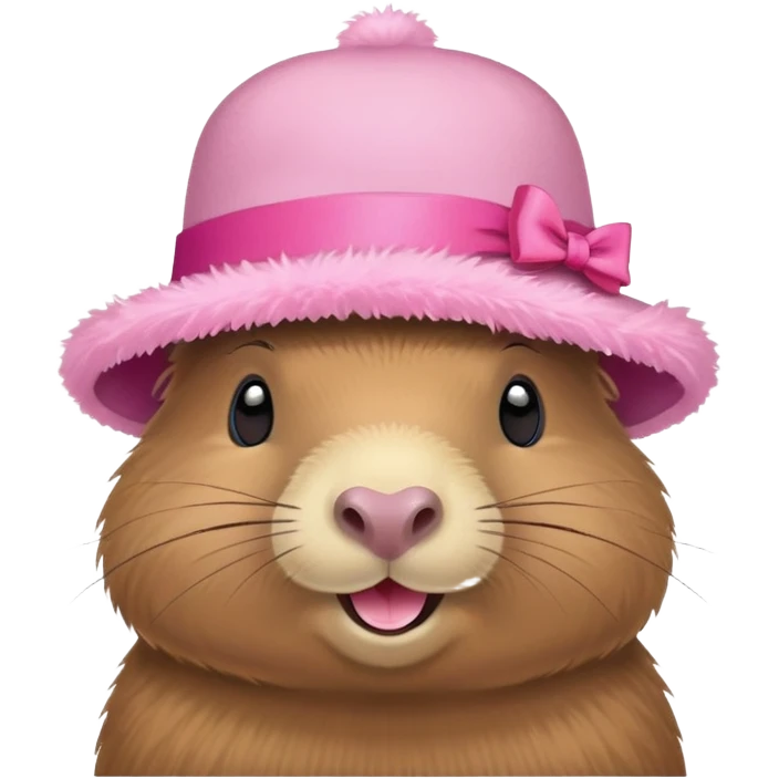 Capibara wearing a coquette hat emoji