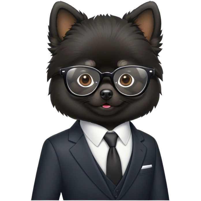 Black Pomeranian office manager emoji