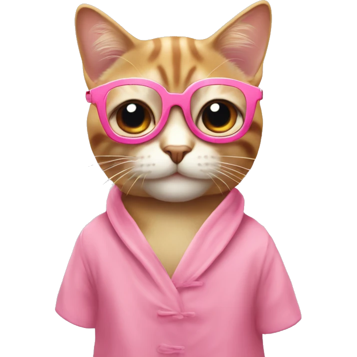 main levée Chat avec robe rose et lunettes de soleil emoji