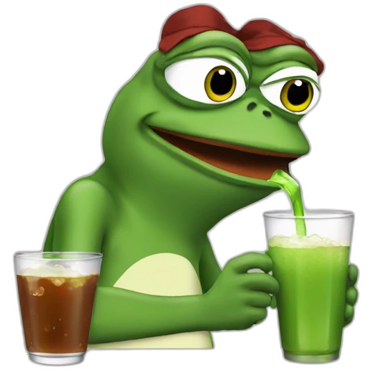 pepe frog drinking soda emoji