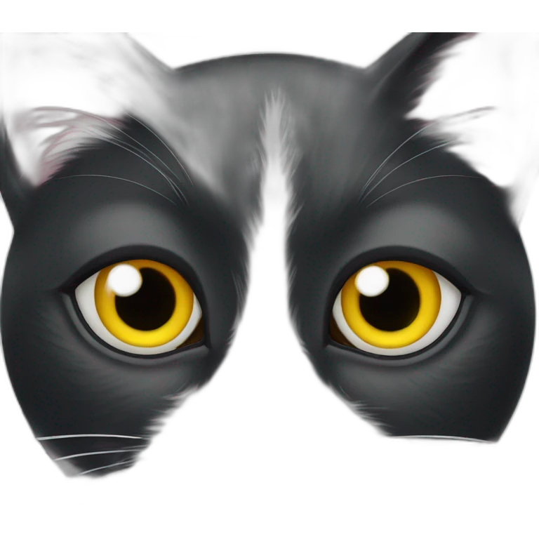 Black and white cat with three eyes emoji