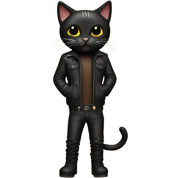 black skinny cat leather jacket emoji