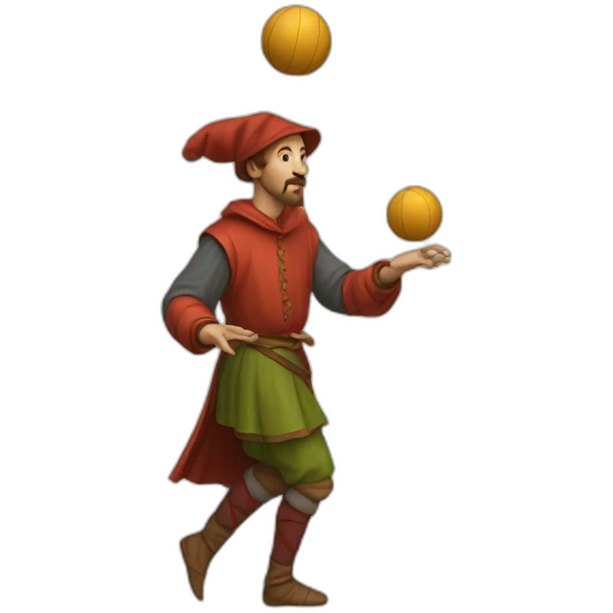 medieval juggler juggling 4 same-sized balls over them emoji