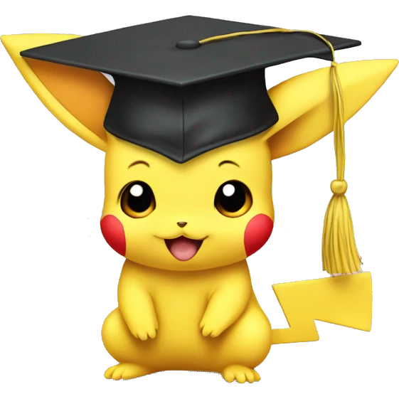 baby pikachu wearing graduation cap emoji