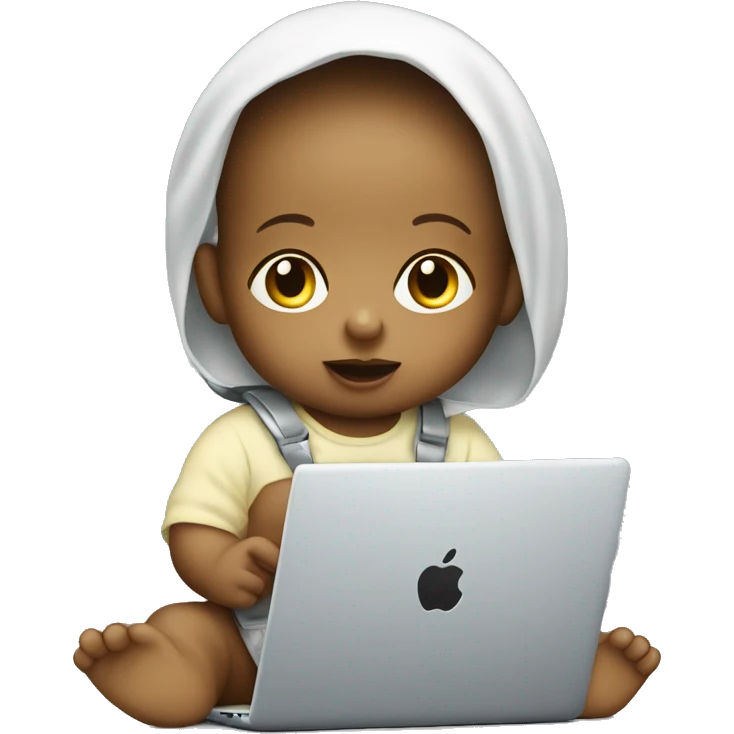 baby with pacifer working at the laptop apple style  emoji