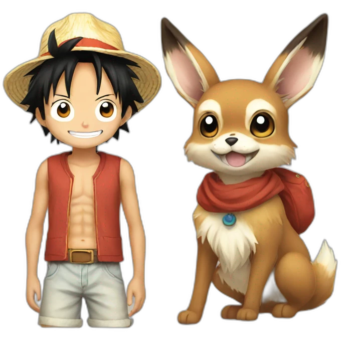 Luffy and Eevee emoji