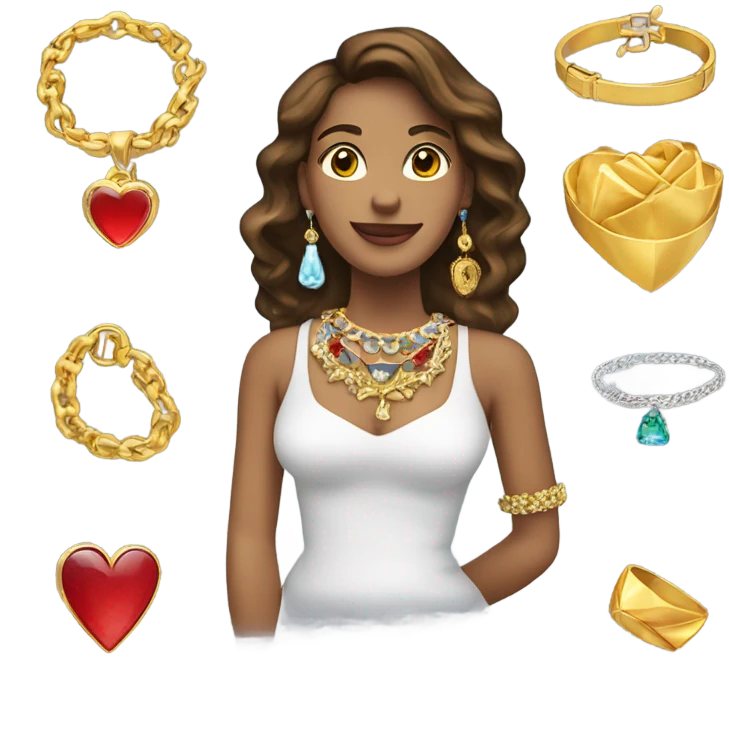 Joyas, collares, pulseras y dijes, todo en un joyero  emoji