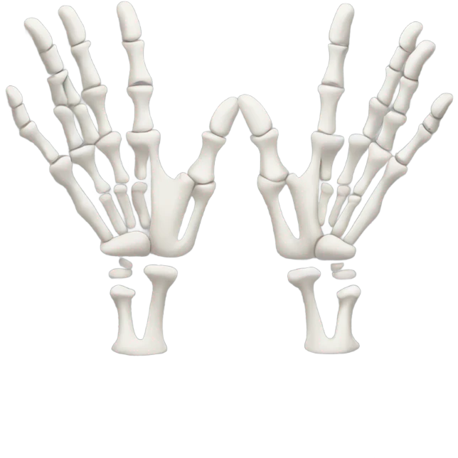 Skeleton hands doing the praise hands emoji