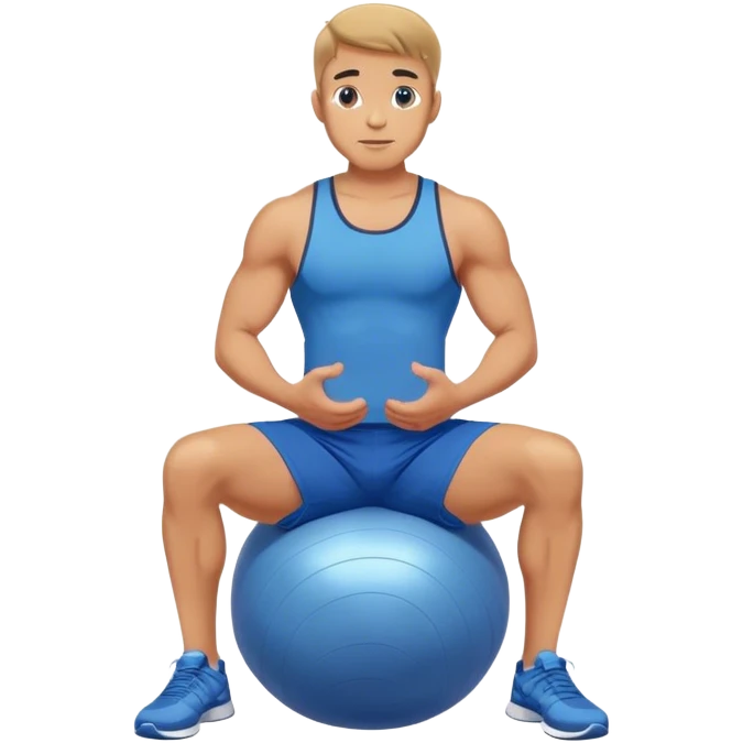 fit man with blue shorts stability ball exercises emoji