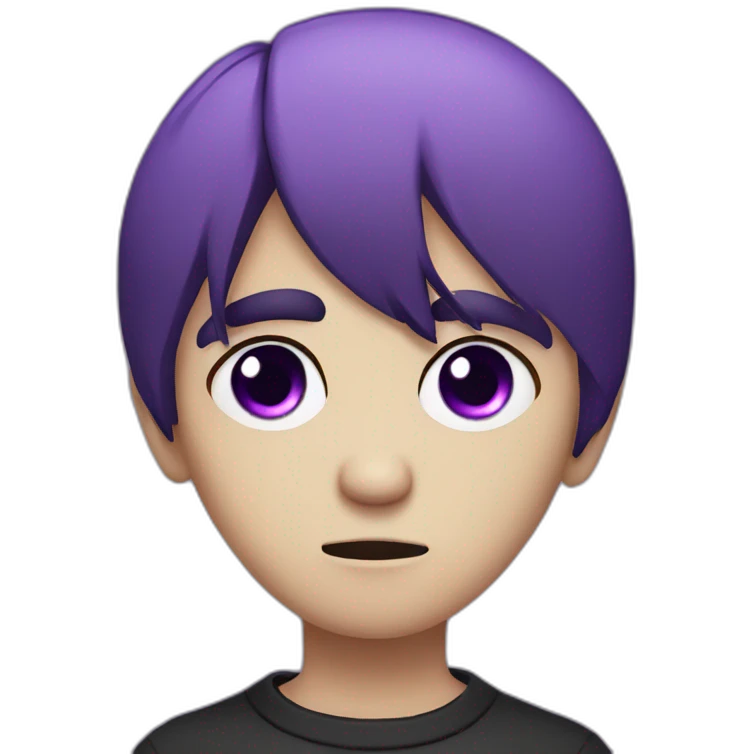 sad emo boy with purple eyes short dark hair emoji