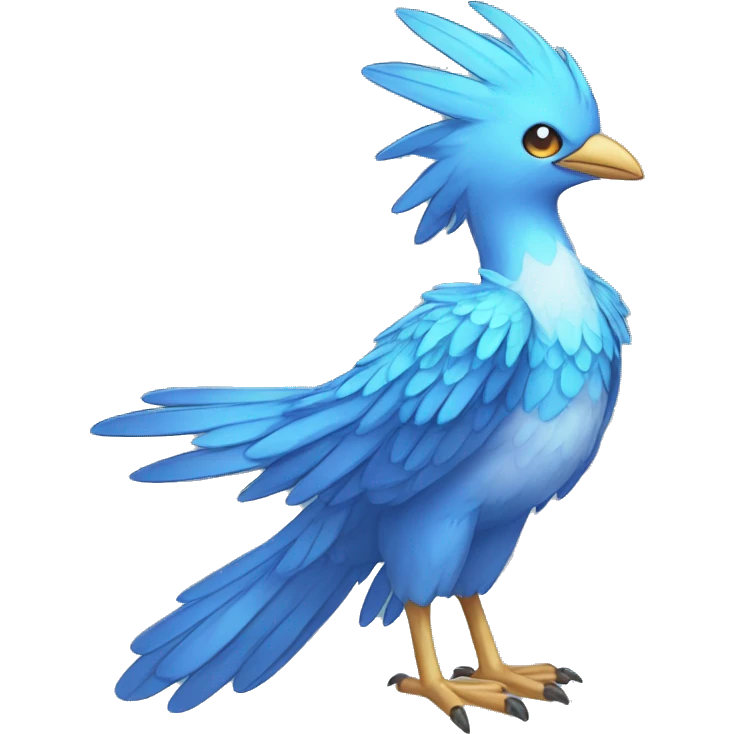 Wet Fantasy legendary blue bird water-type-Hydro-Phoenix-avian Fakemon full body emoji
