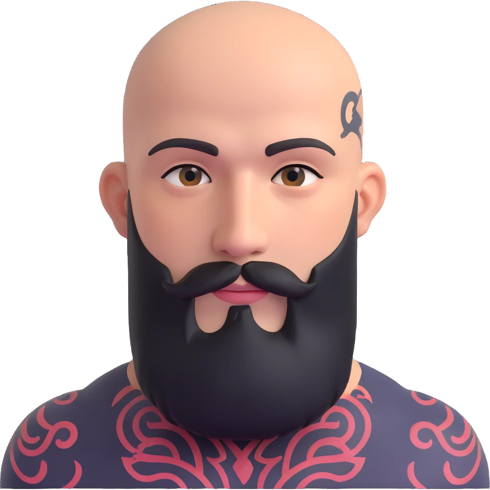 bald man with a beard and visible tattoo emoji