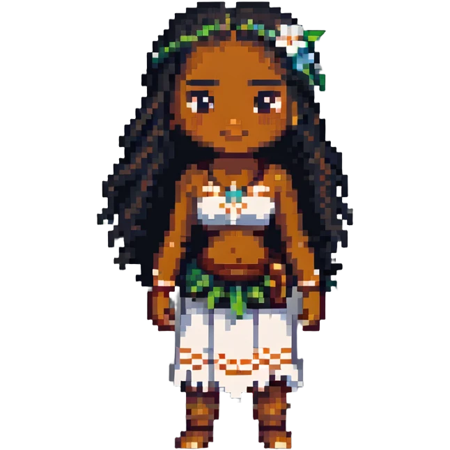 Moana standing, pixel art style emoji
