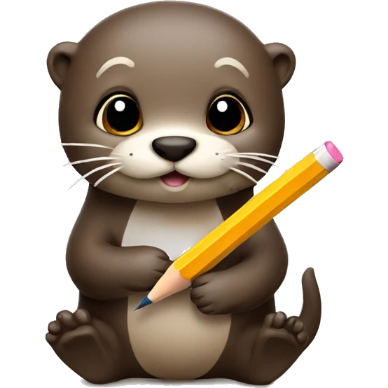 cute otter writing with a pencil  emoji