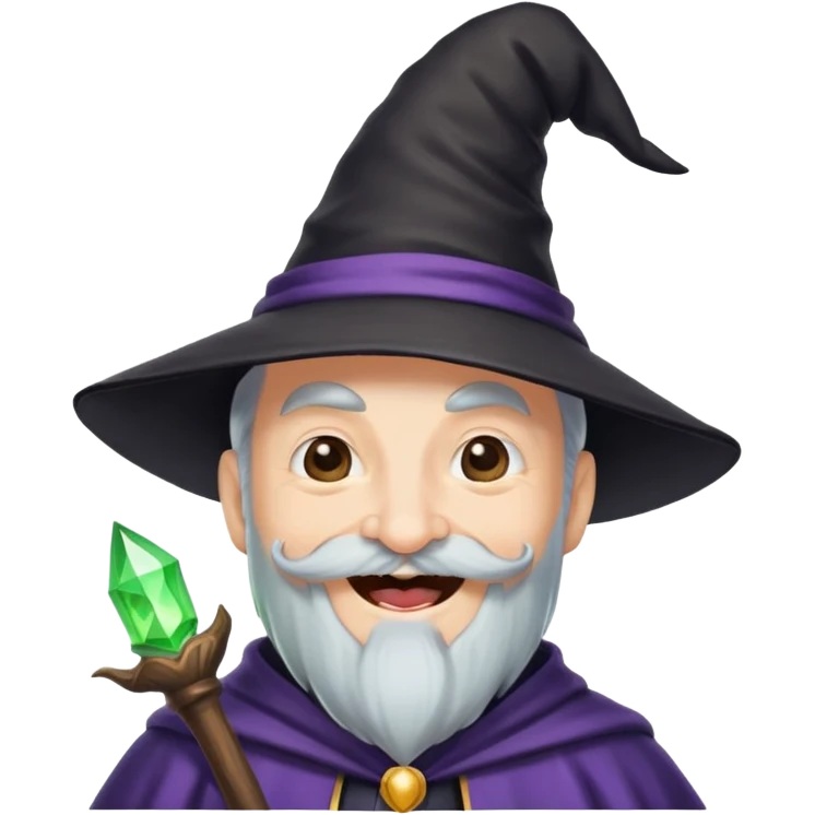 a wizard with a small black hat and a black mustache laughs hard emoji