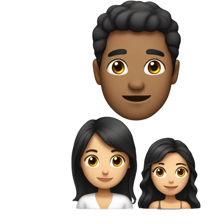 Puerto rican beard short black hair  husband with blond long hair wife and brown long hair daughter Family Hugh  emoji