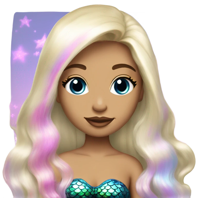 mermaid, magical, blonde hair, pink lips, iridescent, mystical, shiny, holographic, straight hair with highlights emoji