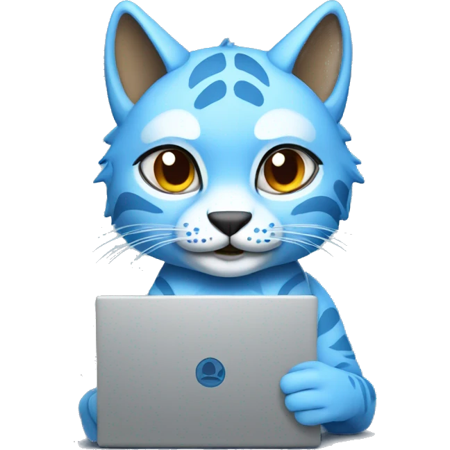 A blue lynx with a laptop emoji