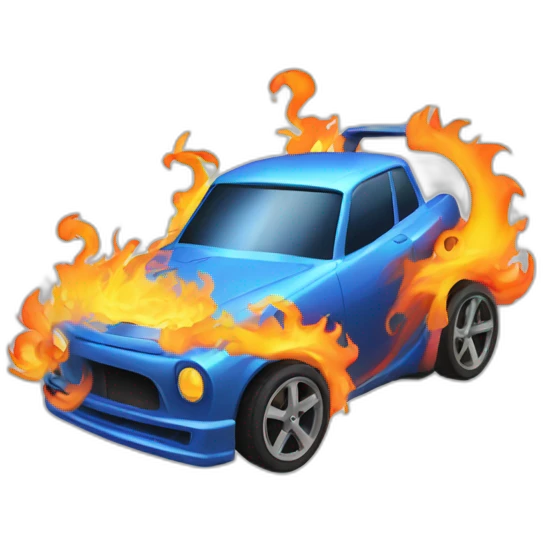 Spinning car Turbo with cool flames  emoji