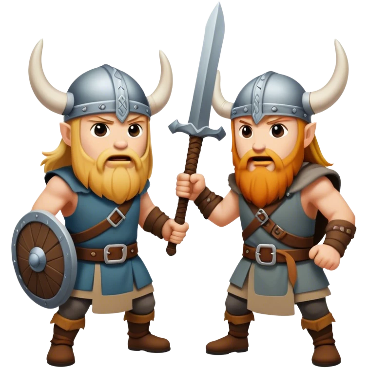 Dos vikingos enemigos peleando emoji