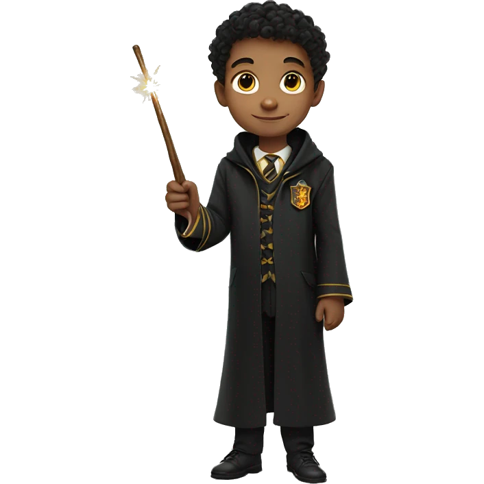 boy in hogwarts uniform holding a wand portrait emoji