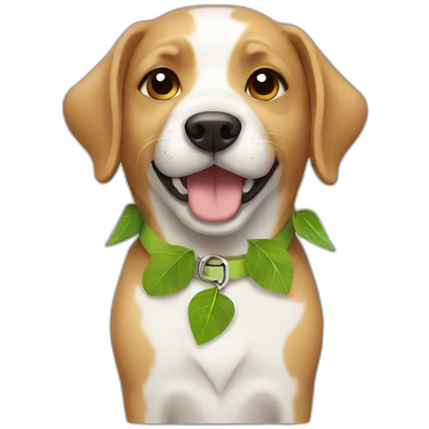 dog with collar and leaf emoji