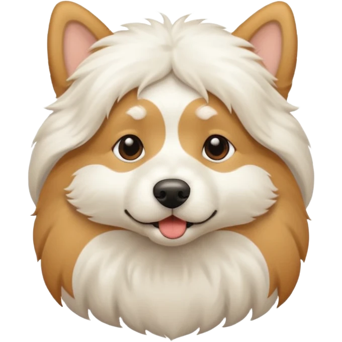 White and tan dog sniffing its butt emoji