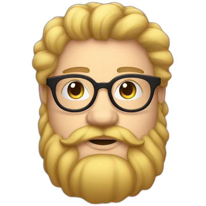 Chubby non binary Big lebowsky round glasses mid-lenght blond hair chaotic res beard vaporizer emoji