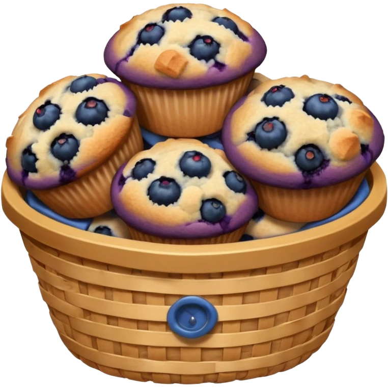 Basket of blueberry muffins emoji