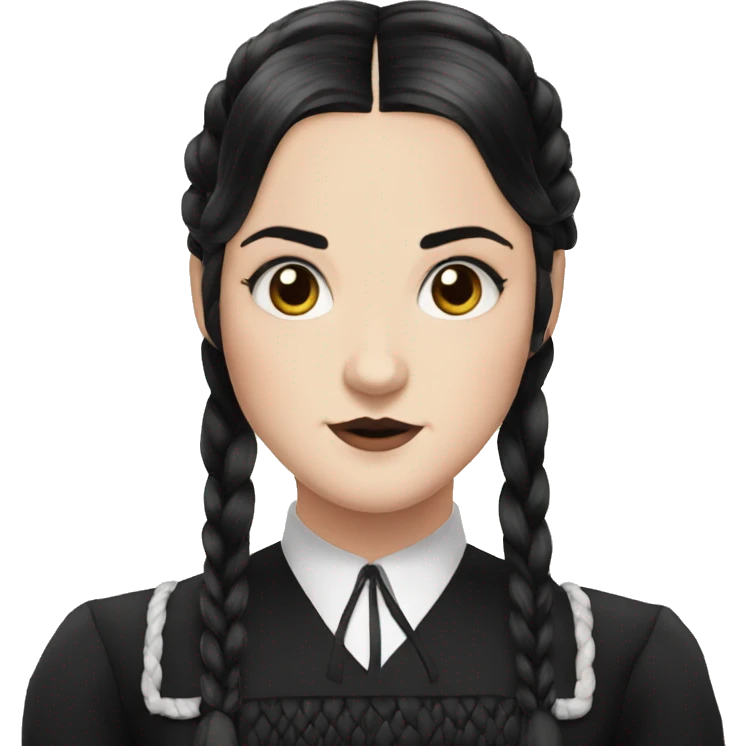 wednesday addams with bangs and long hair which is braided emoji