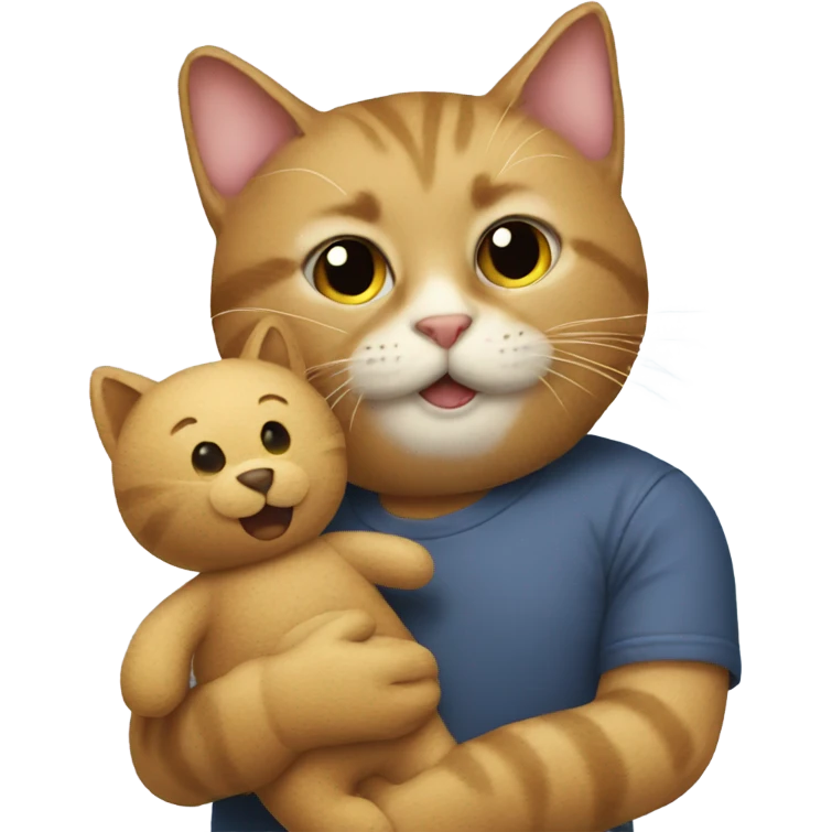 Cat holds his teddy bear  emoji