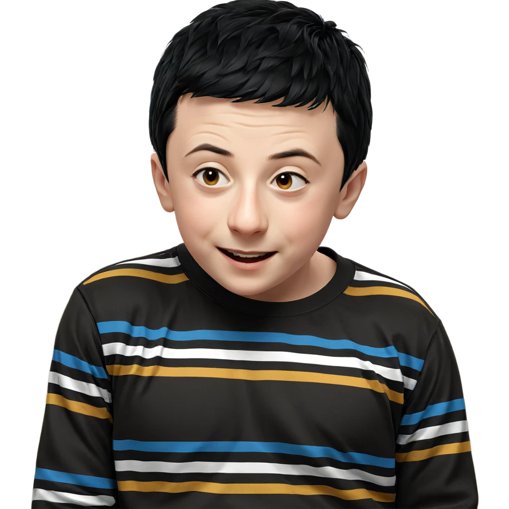 male portrait indoors with black hair emoji