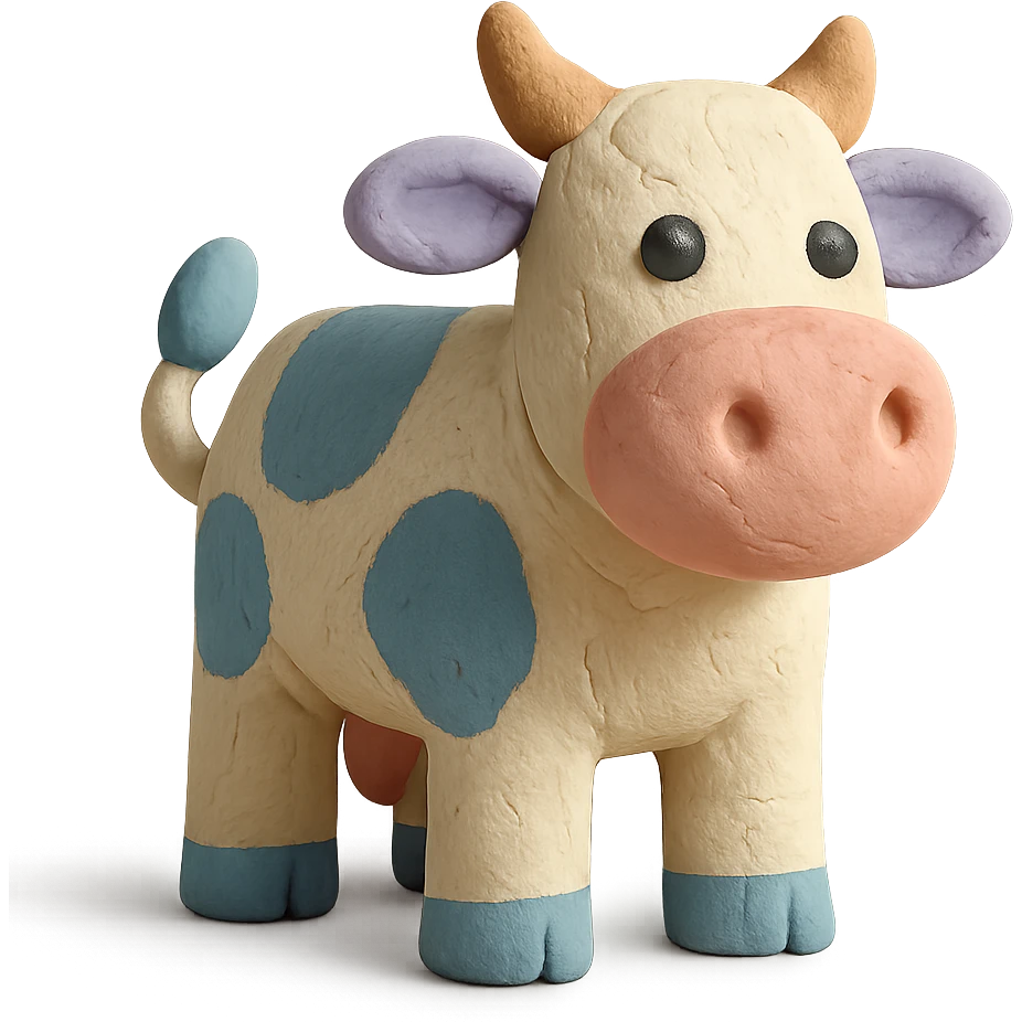claymation style cow, pastel colors, no background emoji