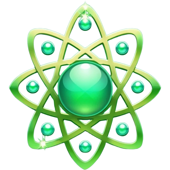 glitter green atomic symbol emoji