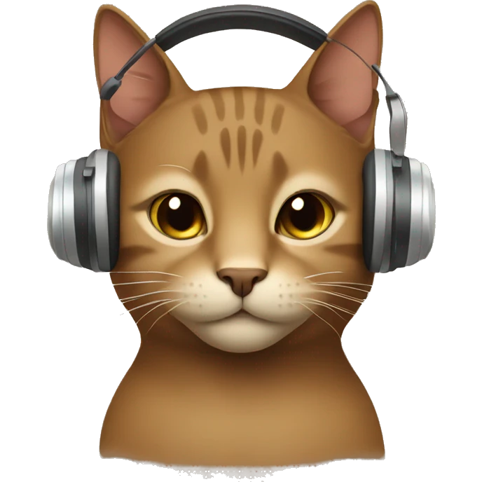 Brown cat with beige headphones emoji