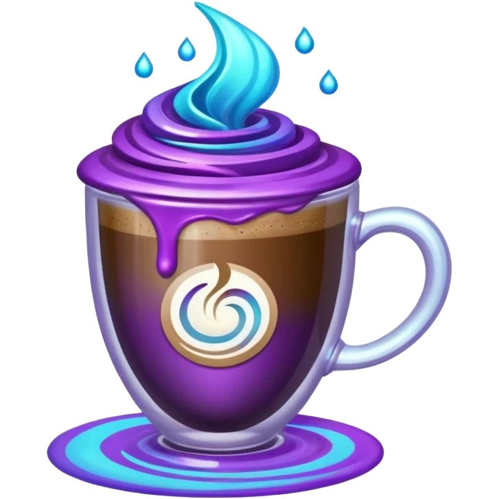 glitter cian and purple coffee
 emoji
