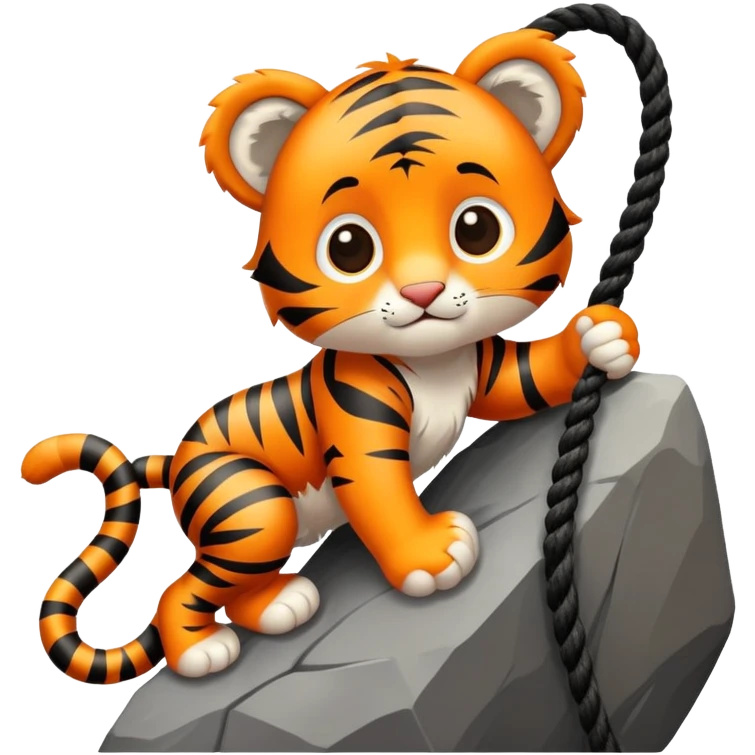 baby tiger rock climber with rope emoji