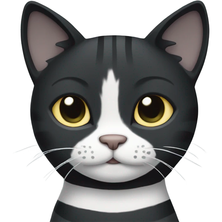 Black cat with white paws and grey stripes emoji