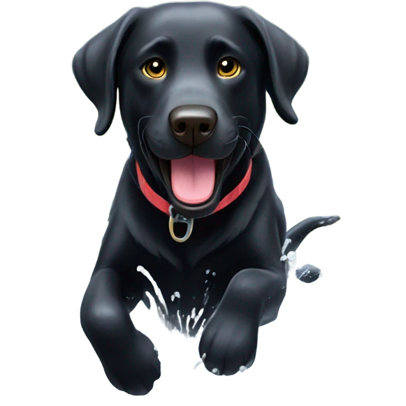 Black lab playing in a dam emoji