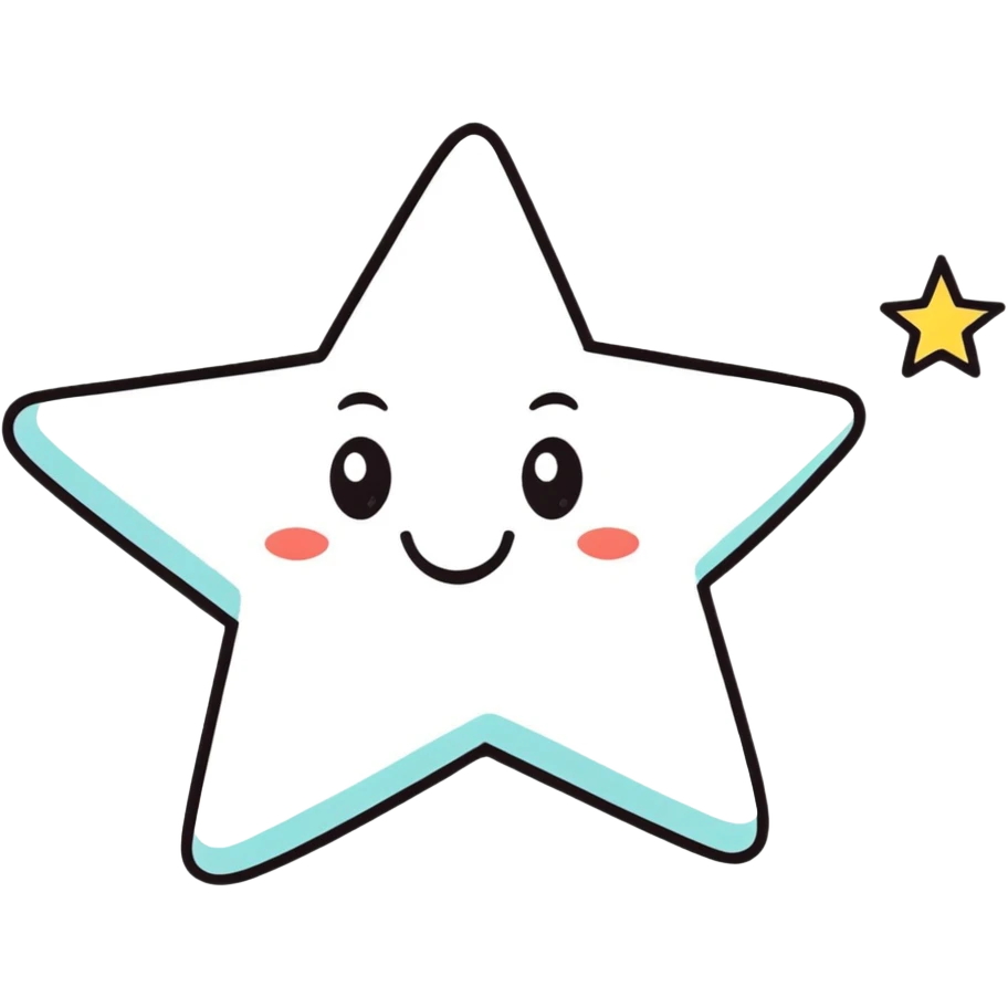 star with smiling face, cartoon style emoji