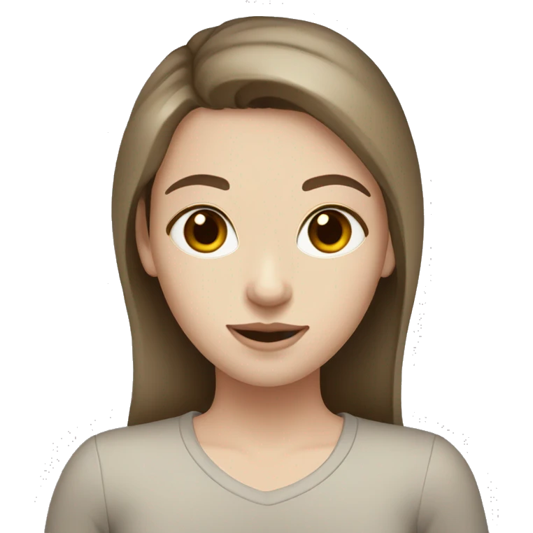 Girl with pale skin brown eyes and brown hair with s face mask emoji