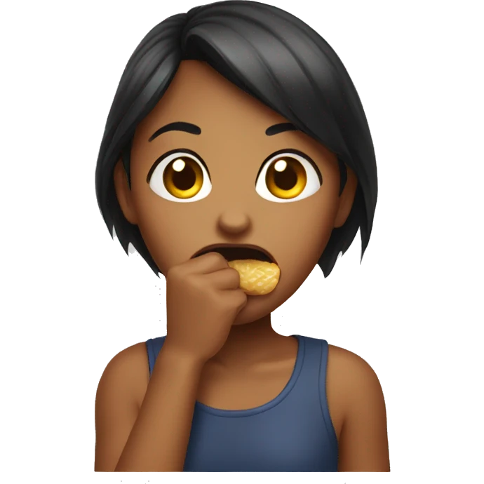 Girl biting finger emoji