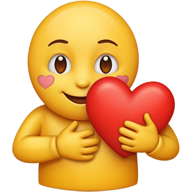 make a cute emoji hugging a heart, to show love/care emoji
