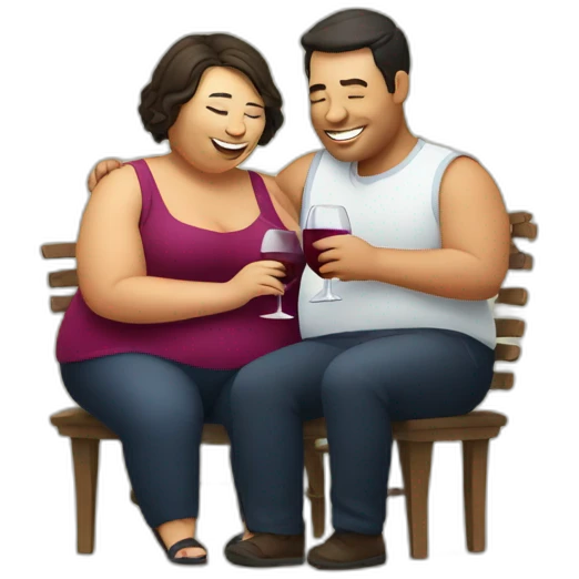 overweight couple drinking wine emoji