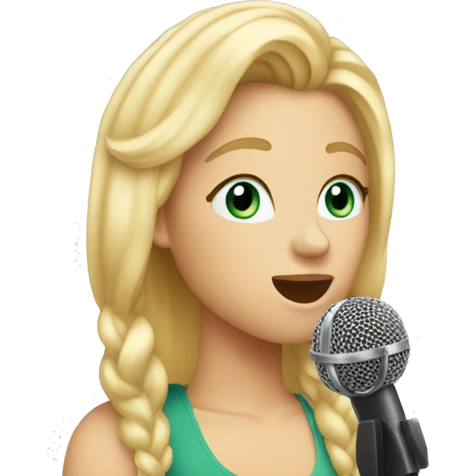 blonde hair emoji singing into mic emoji