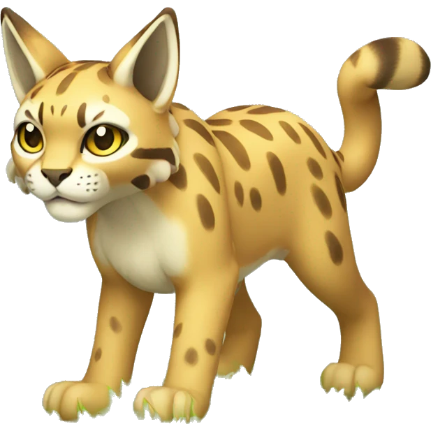 Grass-type Fakémon-Lynx full body emoji