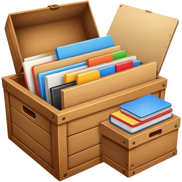 Box full of desktop material  emoji