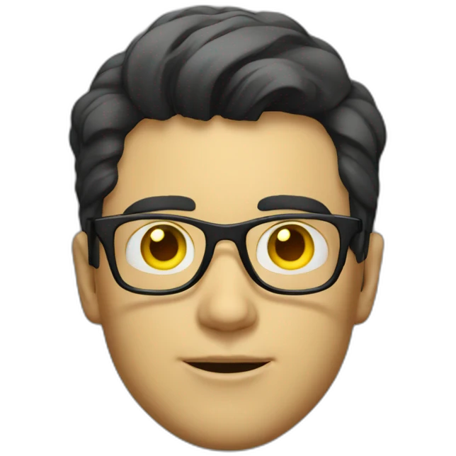 White man with yellow tinted glasses and black hair in a polo shirt emoji